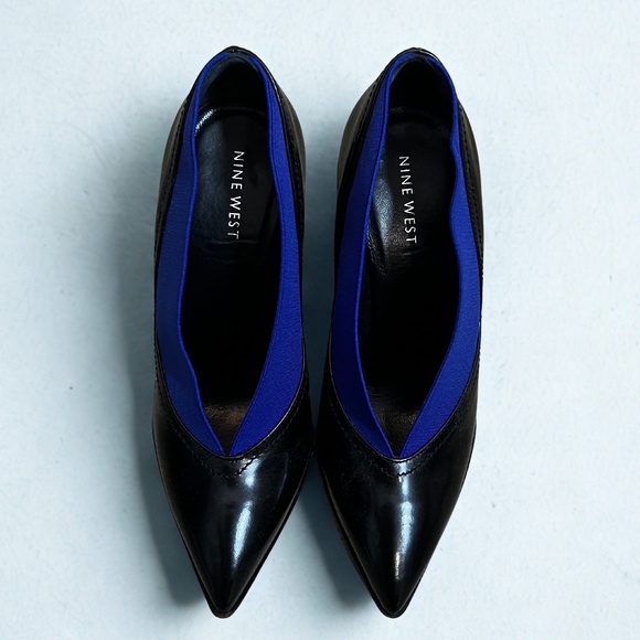 Nine West Black & Blue Pointed Toe Heels - Size 5.5 - Picture 1 of 4